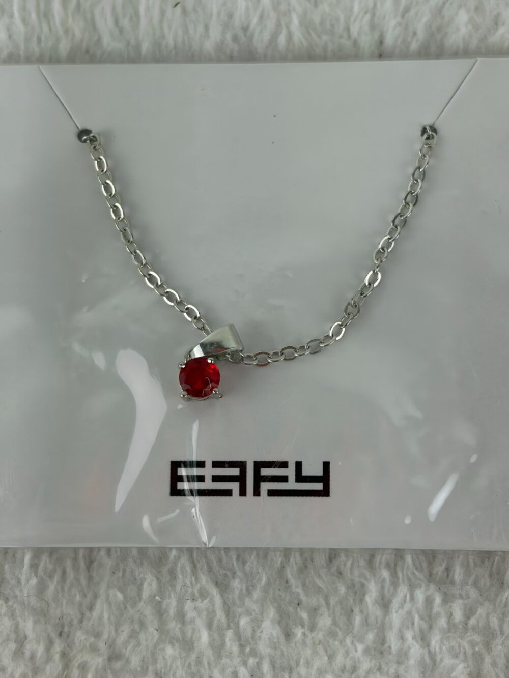 EFFY Ruby Red Pendant Necklace With Silver Tone 18” Chain New
